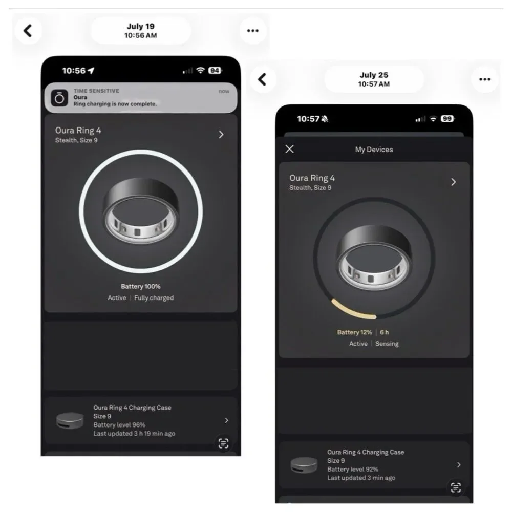 Oura Ring 4 Stealth Size 9 + Wireless Charging Case Bundle - Battery Verified